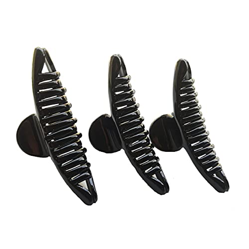BIRDWARE Big-Size Imported Acrylic Material Stone Butterfly Hair Clips For Women (Pack of 3 Pc) | Hair Clutchers | Hair Clip (Black) - Image 1