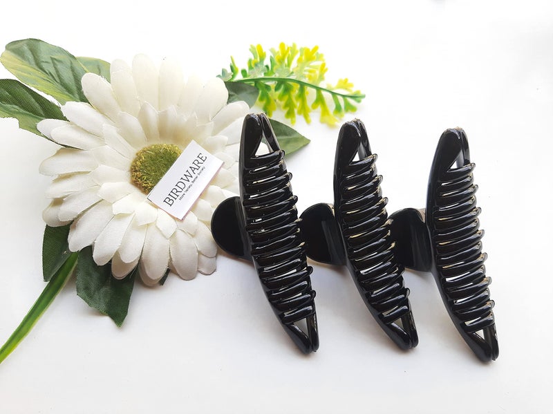 BIRDWARE Big-Size Imported Acrylic Material Stone Butterfly Hair Clips For Women (Pack of 3 Pc) | Hair Clutchers | Hair Clip (Black) - Image 2
