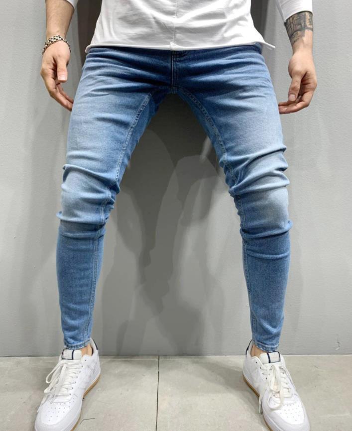 Skinny jeans with holes in fashion new ebay AliExpress wish leggings cross-border Amazon mens Europe and the United States 011 light blue (elastic)
