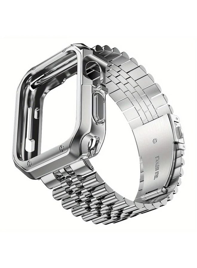 Black Stainless Steel Apple Watch Band with TPU Case Heavy Duty 42 44 45mm Compatible - Image 2