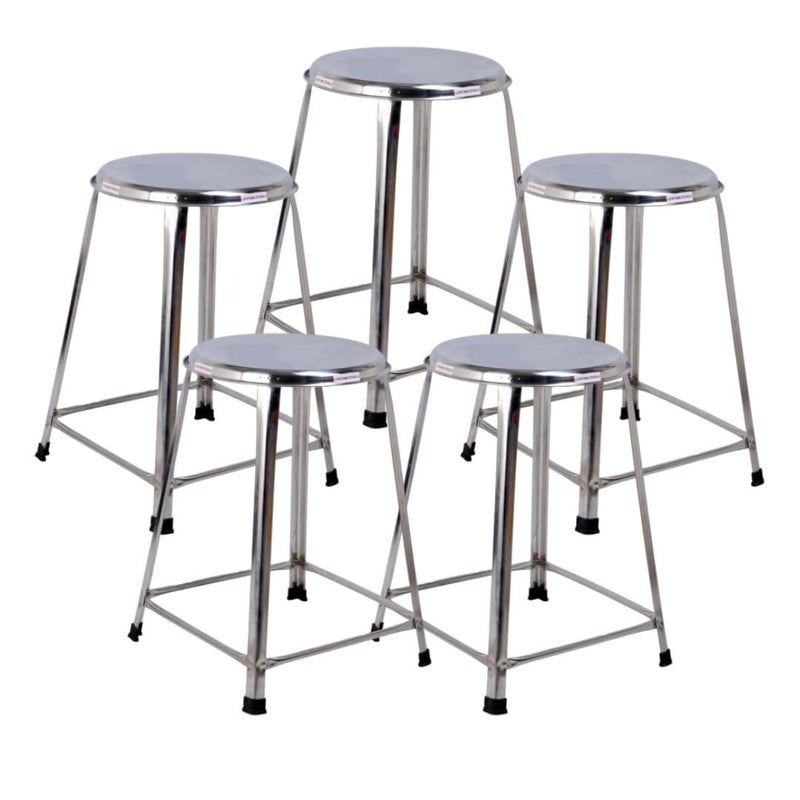 Lifetime Stools Lifetime Stools 21 inch Stainless Steel Stool for Sitting Round Shape Hospitals Clinic Shop Medical Office Doctor Hotel Outdoor for Multipurpose Use Pack of 5  - Image 1
