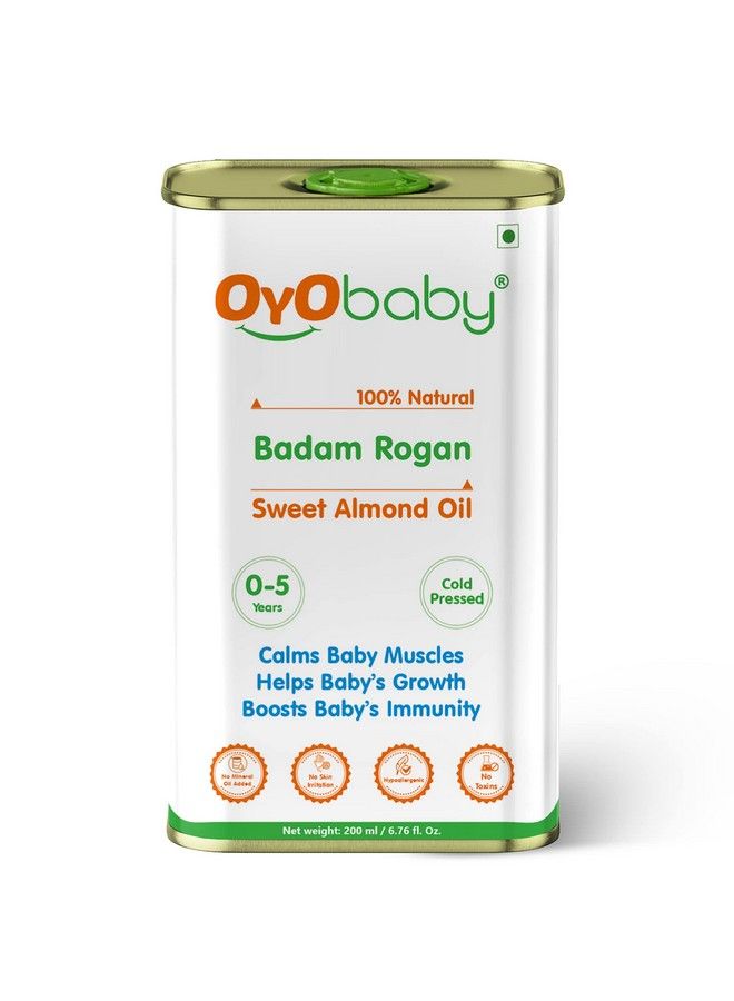OYO BABY زيت اللوز الحلو لتدليك الطفل؛ نقي 100%؛ زيت شيرين غني بالفيتامينات لصحة البشرة والشعر والجسم 200 مل - Image 1