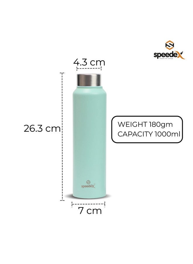 Speedex Stainless Steel Water Bottle 1 Ltr, Pastel Green, Steel Screw Cap Bottle for Girls and Boys, Adults & Kids, Gym, Sports, Fridge Use, School & Office - 1000ml (Set of 1) - Image 2