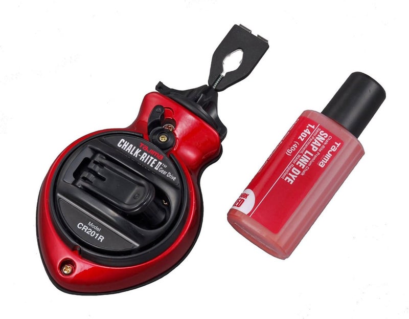 Tajima Chalk Line - Chalk-Rite II Chalk Box with Extra Bold 1mm Snap Line & Five Gear Quick Retrieval - CR201R-PR - Image 1