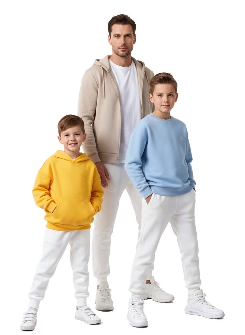 WiNi BEE Family Matching White Jogger Pants for Boys Girls and Adults - Soft Casual Sweatpants with 2 Pockets, Elastic Waistband Lounge Pants for Men Women Teens - Image 2