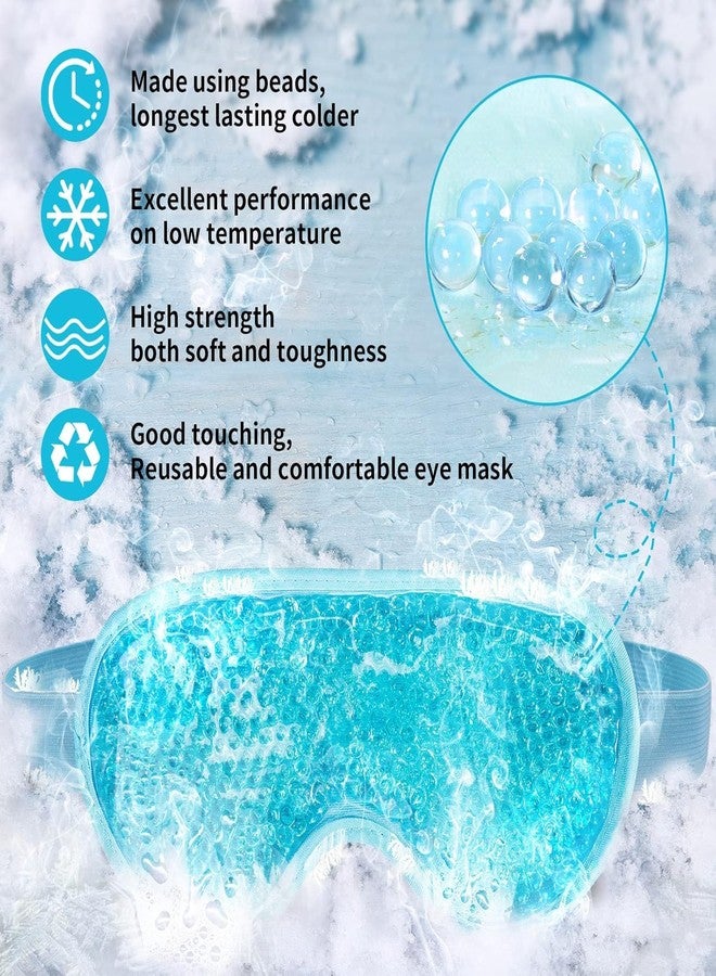 UDHVREKH Cooling Eye Mask with Gel Bead, Reusable Cold Compress Ice Pack Sleeping Eye Cooling Pads for Tension Stress Relief, Itchy Eyes, Headaches, Dark Circles - Blue - Image 2