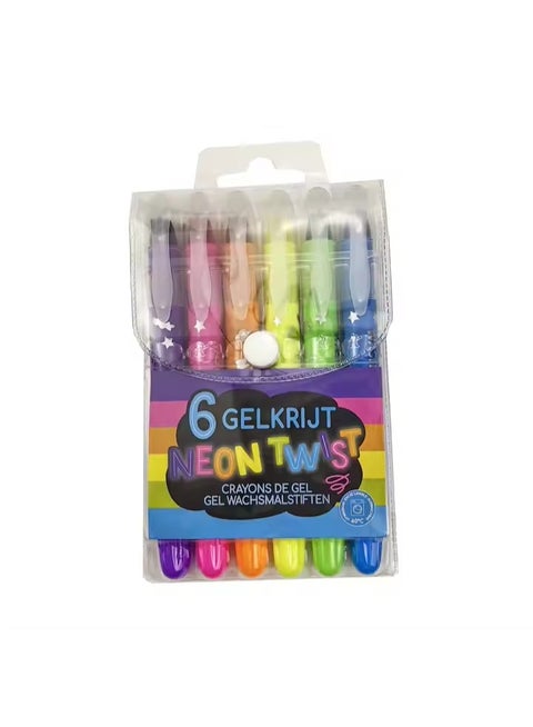 Gelkrijt-Twist Gel Crayons Set Of 6 Vibrant Neon Washable Colors