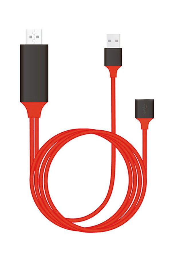 NIBEMINENT 1080P MHL Micro USB To HDMI Cable Adapter For Android Type-C Red 