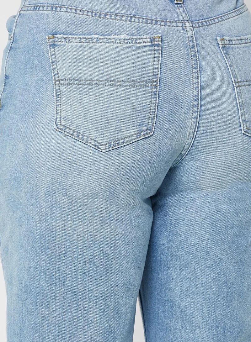 BRAVE SOUL Distressed High Waist Wide Leg Jeans