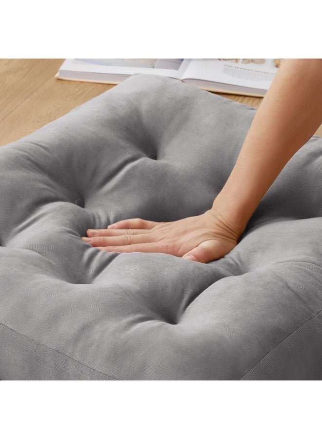 وانغبانغزي طقم وسادة أرضية للتأمل عدد 1، وسادة مربعة كبيرة للجلوس للبالغين، وسادة تأمل، وسادة من القماش المخملي المزركش لغرفة المعيشة أو اليوغا، رمادي فاتح، 40*40 سم - Image 4