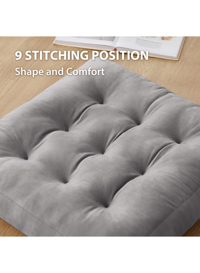 وانغبانغزي طقم وسادة أرضية للتأمل عدد 1، وسادة مربعة كبيرة للجلوس للبالغين، وسادة تأمل، وسادة من القماش المخملي المزركش لغرفة المعيشة أو اليوغا، رمادي فاتح، 40*40 سم - Image 5