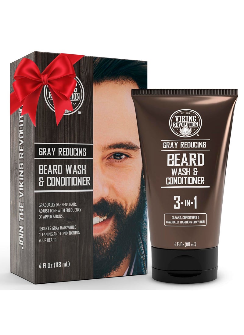 Viking Revolution Viking Revolution Mens Beard Dye for Men Dark Brown - Grey Reducing Shampoo Beard Coloring for Men - Mens Beard Color Mustache Dye for Men - Grey Reducing Beard Wash and Conditioner (4 Oz, Dark Brown) 