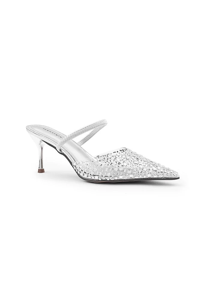 أيقون Stylish heel shoes with elegant crystals finish