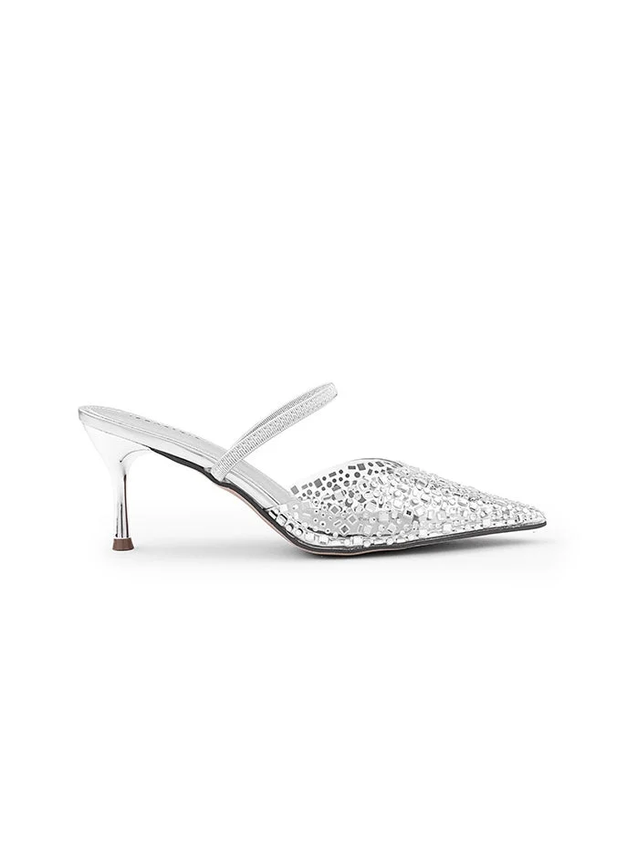 أيقون Stylish heel shoes with elegant crystals finish