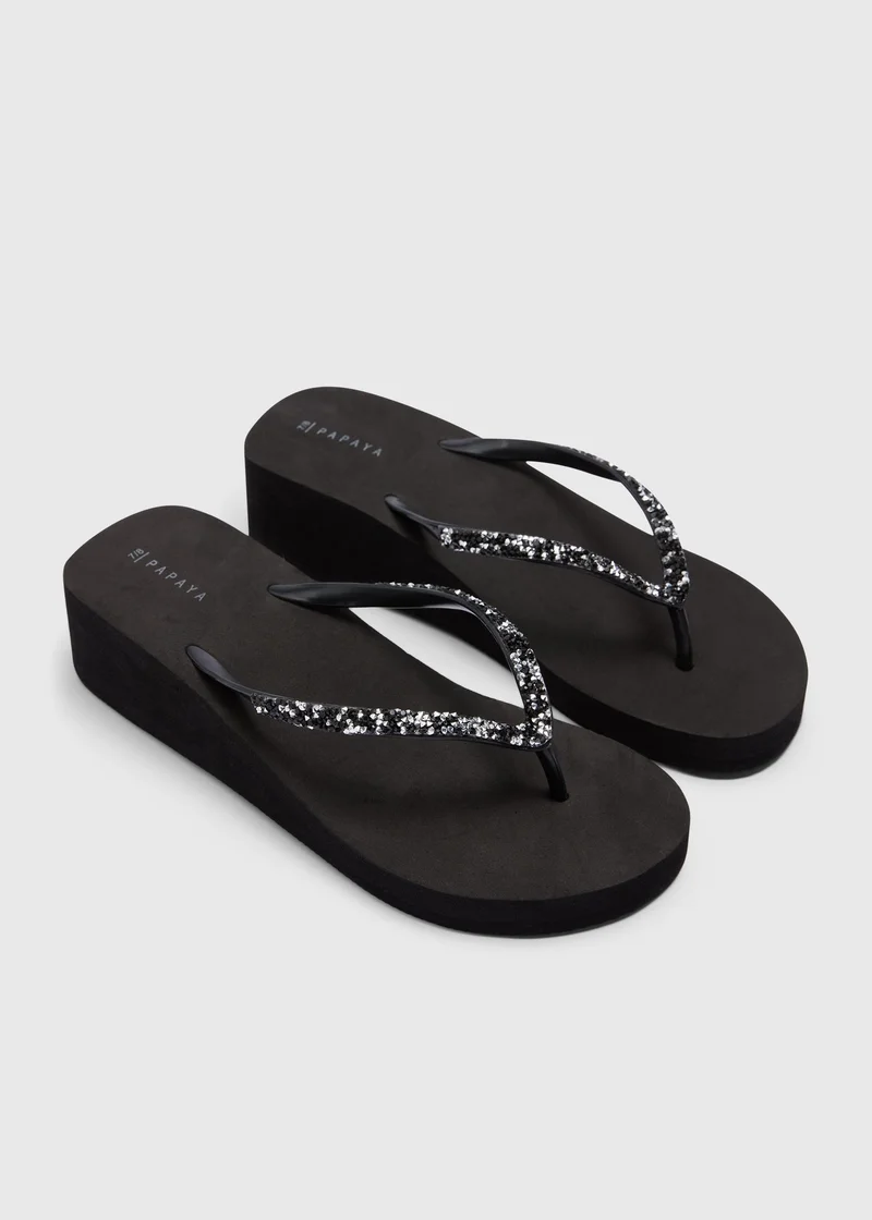 ماتلان Black Wedge Flip Flops
