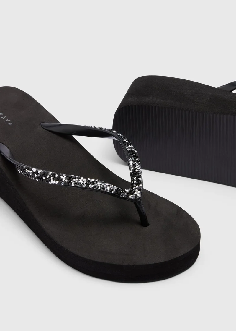 ماتلان Black Wedge Flip Flops