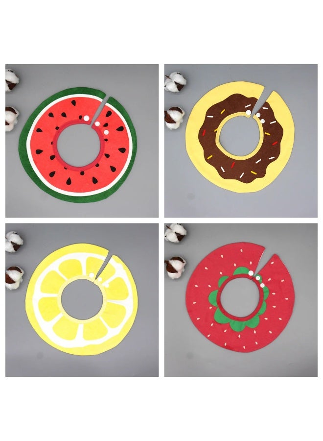 4-Piece Baby Pure Cotton 360° Rotating Waterproof Drool Bib Set with Fruit Patterns for Newborns - Image 1