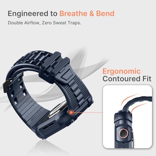 Fullmosa Compatible with Apple Watch Bands 45mm Series 9/8/7, TPU Rugged iWatch Strap Military Grade Shockproof Bumper Case with Screen Protector for Men Women, Blue - Image 4