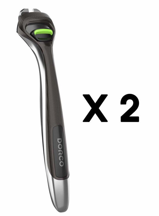 Dorco Pace 6 Pro - Six Blade Razor System with Trimmer - 2 Replacement Handles (Handles Only) - Image 2
