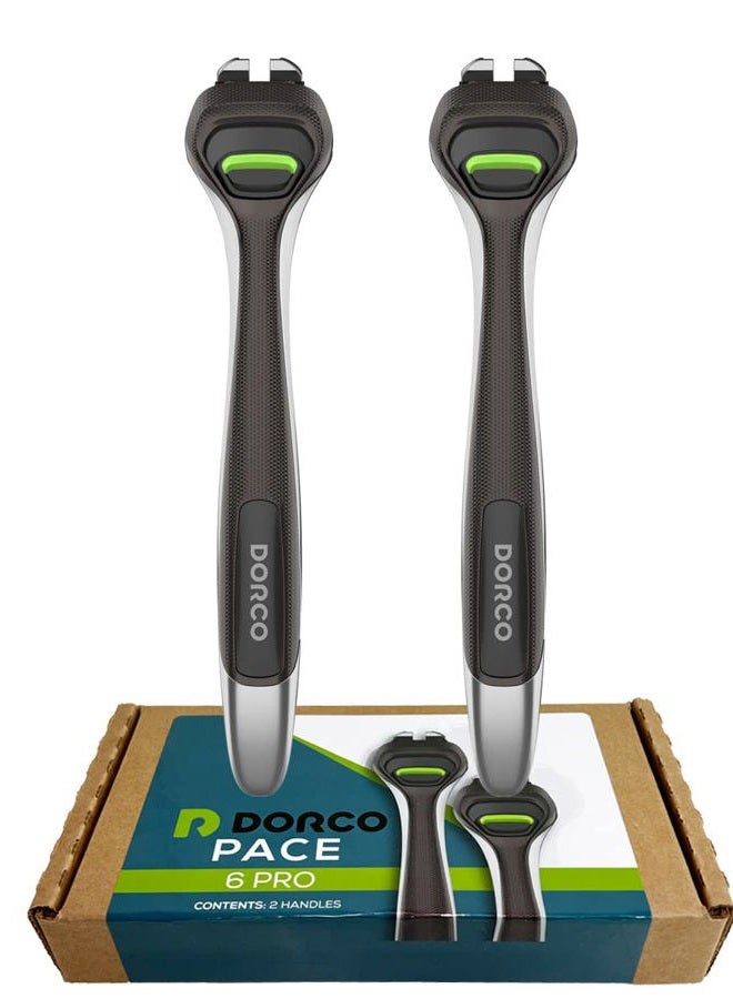 Dorco Pace 6 Pro - Six Blade Razor System with Trimmer - 2 Replacement Handles (Handles Only) - Image 1