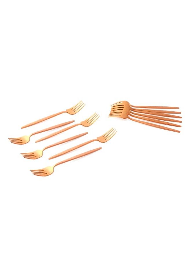 Life Smile 12pcs Cutlery Set, 18/10 Stainless Steel, Flatware Set, 12pcs Dinner Fork, Shine Rose Gold, for Home Kitchen, Mirror Polished - Dishwasher Safe - Image 1