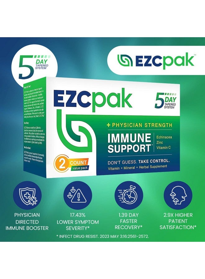 EZC Pak EZC باك 5-يوم دعم المناعة المعزز - مكمل دعم المناعة بالفيتامينات، إشنسا، زنك، فيتامين C، معززات المناعة للبالغين - فيتامينات دعم المناعة (عبوة من 2) - Image 3