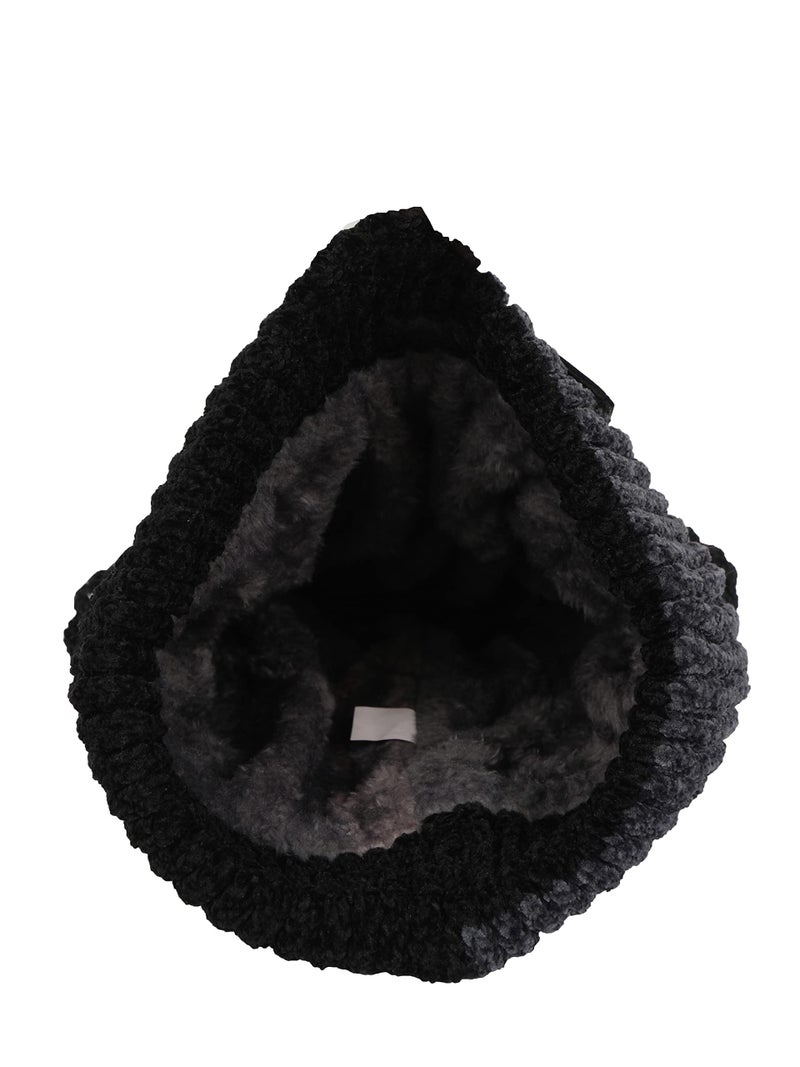 FabSeasons Unisex Acrylic Winter Woolen Beanie/Skull Caps/Hats For Mens & Women With Faux Fur Lining On The Inside Black, Free Size - Image 3