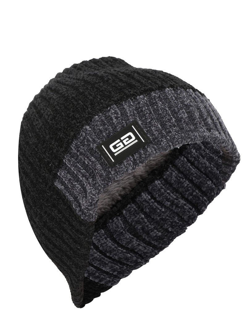FabSeasons Unisex Acrylic Winter Woolen Beanie/Skull Caps/Hats For Mens & Women With Faux Fur Lining On The Inside Black, Free Size - Image 5