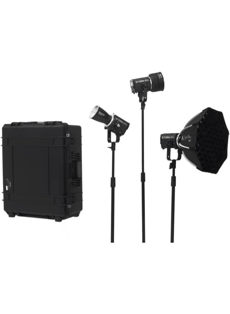 Aputure Storm 80c LED Monolight 3-Light Kit Full-Color RGBACL 80W Video Lights With App Control - Image 1