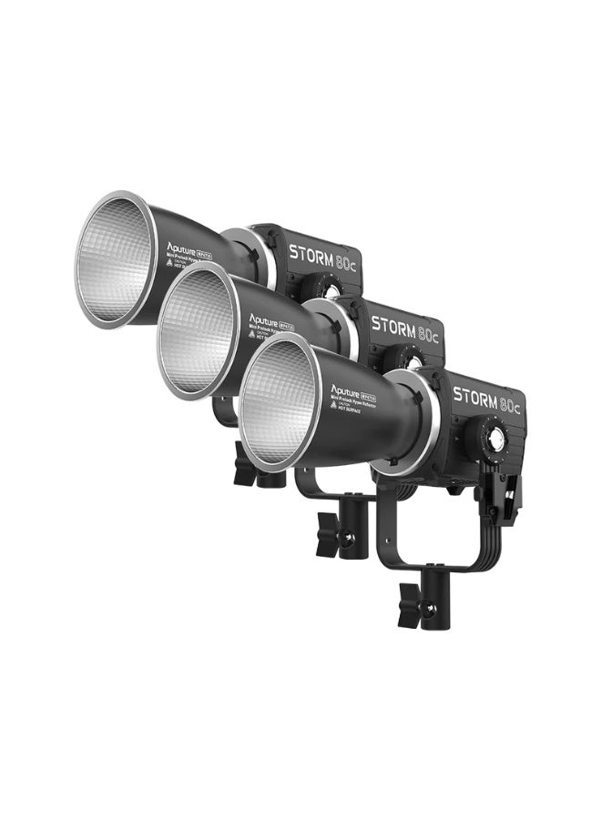 أبتشر طقم أضواء Aputure Storm 80c LED ثلاثي كامل الألوان 80 واط مع التحكم عبر التطبيق - Image 1