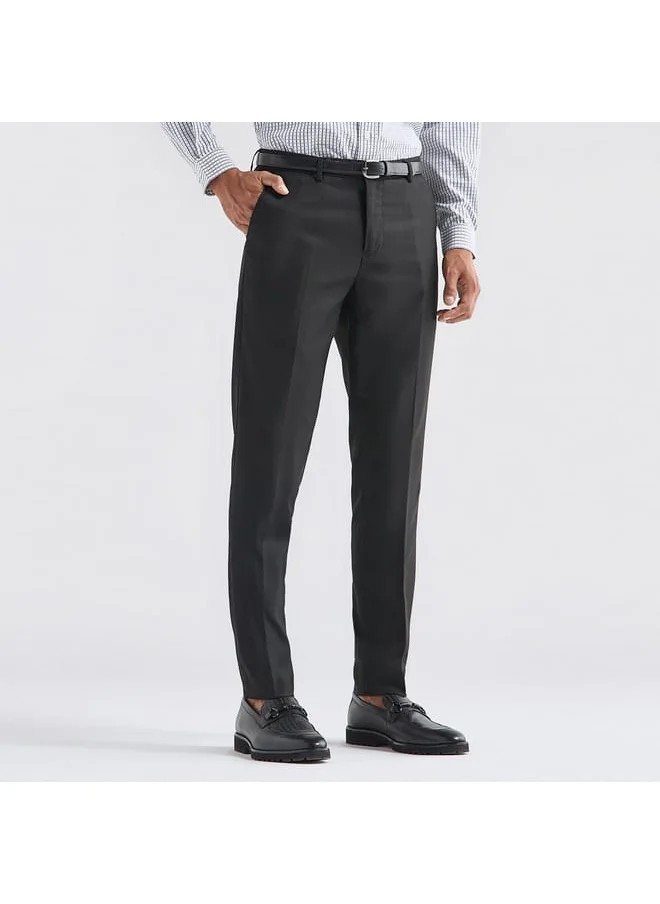 FAV Solid Regular Fit Flexi Waist Trousers with Pockets