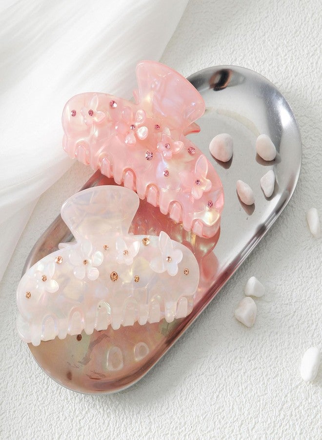 HAIMEIKANG 2Pcs Acrylic Flower Hair Claw Clips - Large for Women, Strong Hold Jaw Clip for Thick Thin Hair, Cute Non-slip Stylish Hair Accessories for Girls - Image 1