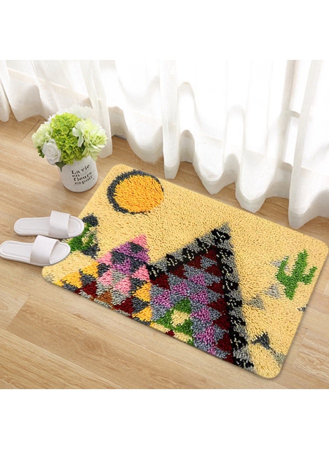Embroidered rectangular mat, knitted door mat, carpet embroidery, entry door mat, hand embroidery DIY