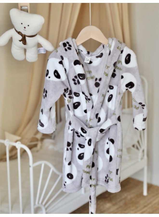 Children's Winter Coral Velvet Bathrobe For Boys And Girls Aged 2-5, Moisture-absorbing Bathrobe, Home Wear, Thickened And Warm Baby Pajamas