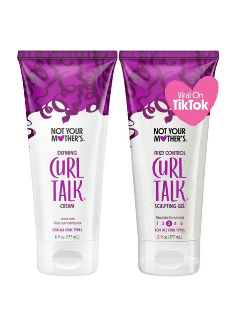 Not Your Mother's Curl Talk Frizz Control Sculpting Gel & Defining Cream (2-Pack) - 6 fl oz - Formulated with Rice Curl Complex - All Curl Types