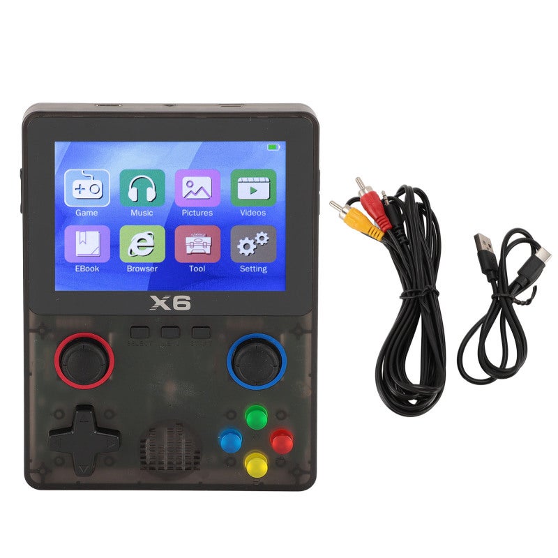 Handheld Retro Game Console 3.5 Inch IPS Screen Transparent Black Portable Game Player - Dual 3D Rocker Design Retro Video Console for 2 Player Games - Image 1