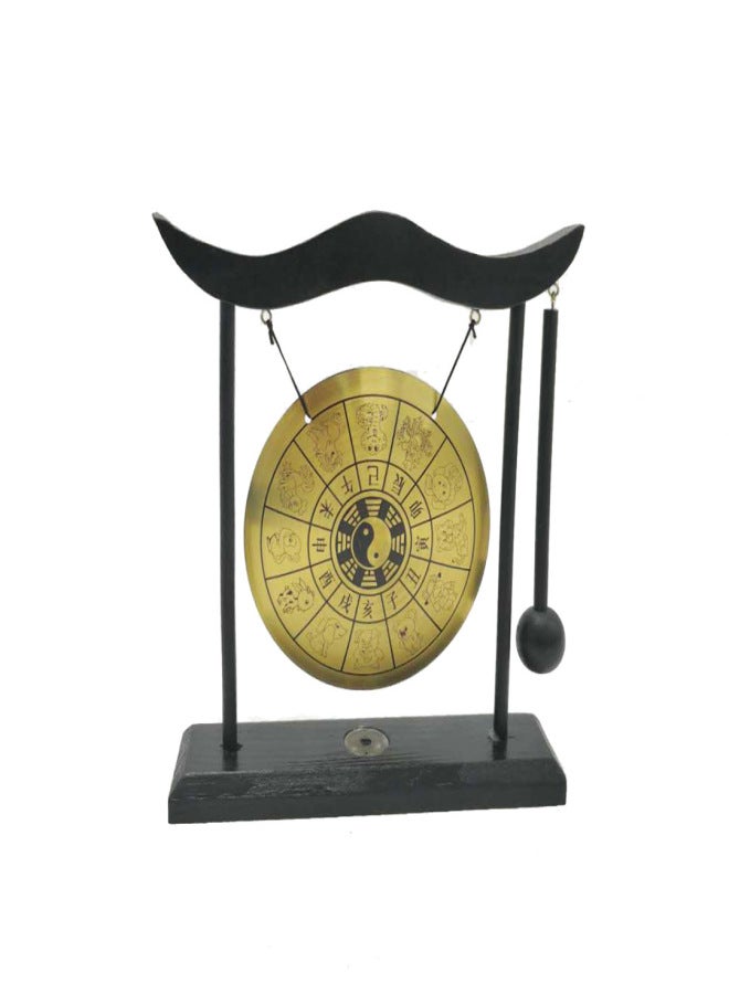 Mini Desktop Gong Table Wind Chime Percussion Instruments with Mallet for Home Decor Housewarming Gift - Dragon with Taiji Symbols Double Dragon - Image 2
