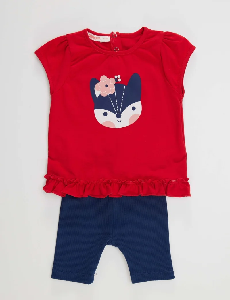 Denokids Red Fox Baby Girl Tunic Tights Set