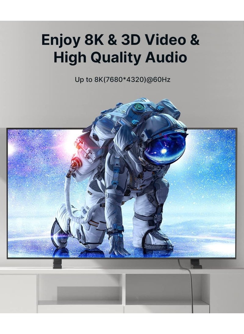 JSAUX 8k UHD Long HDMI Cable 48GBPS High Speed ​​HDMI 2.1 Braided Gaming Cable 4K 120Hz 144Hz 8k 60Hz Dynamic Hdr Dts:x 1080P 3D Earc Laptop UHD TV Game Monitor PS5 PS4 Compatible CV0011  - Image 4