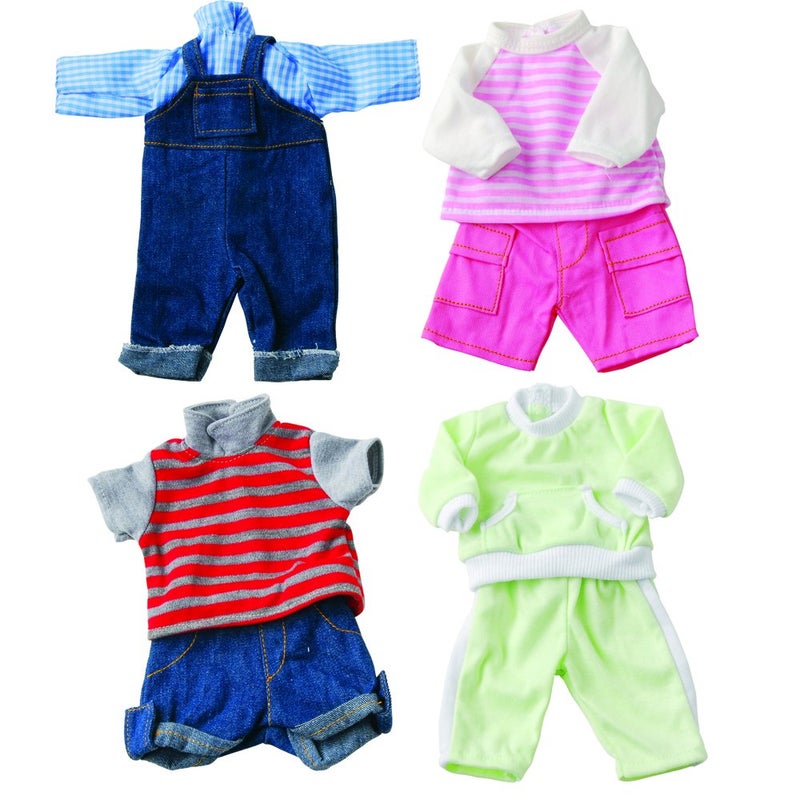 Constructive Playthings-GAN-61 Washable Clothing for 12-14 Inch Baby Dolls, Set of 4 Outfits - Image 1