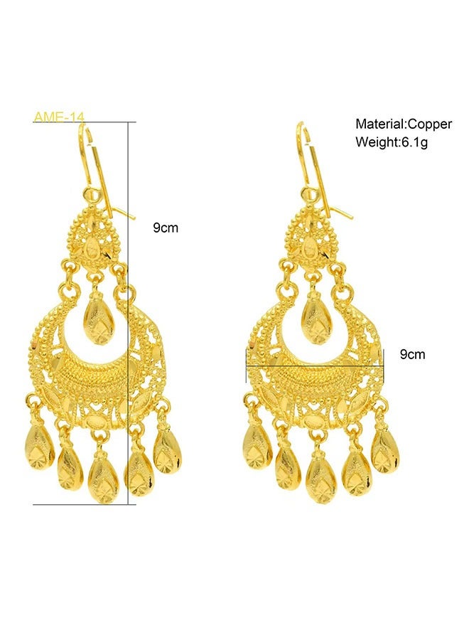 Banquet 22k Gold Plated Hansel Hollow Arabian Women's Earrings Wedding Gold Earring Custom Gold Earring