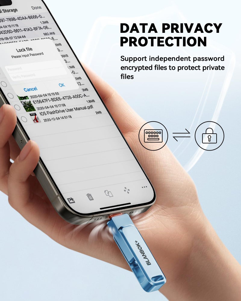 BLANBOK+ MFi Certified 256GB iPhone Photo Stick, USB Flash Drive for Photo/Video Backup, High-Speed Thumb Drive Compatible for iPhone/iPad/Android/PC (Blue) - Image 4