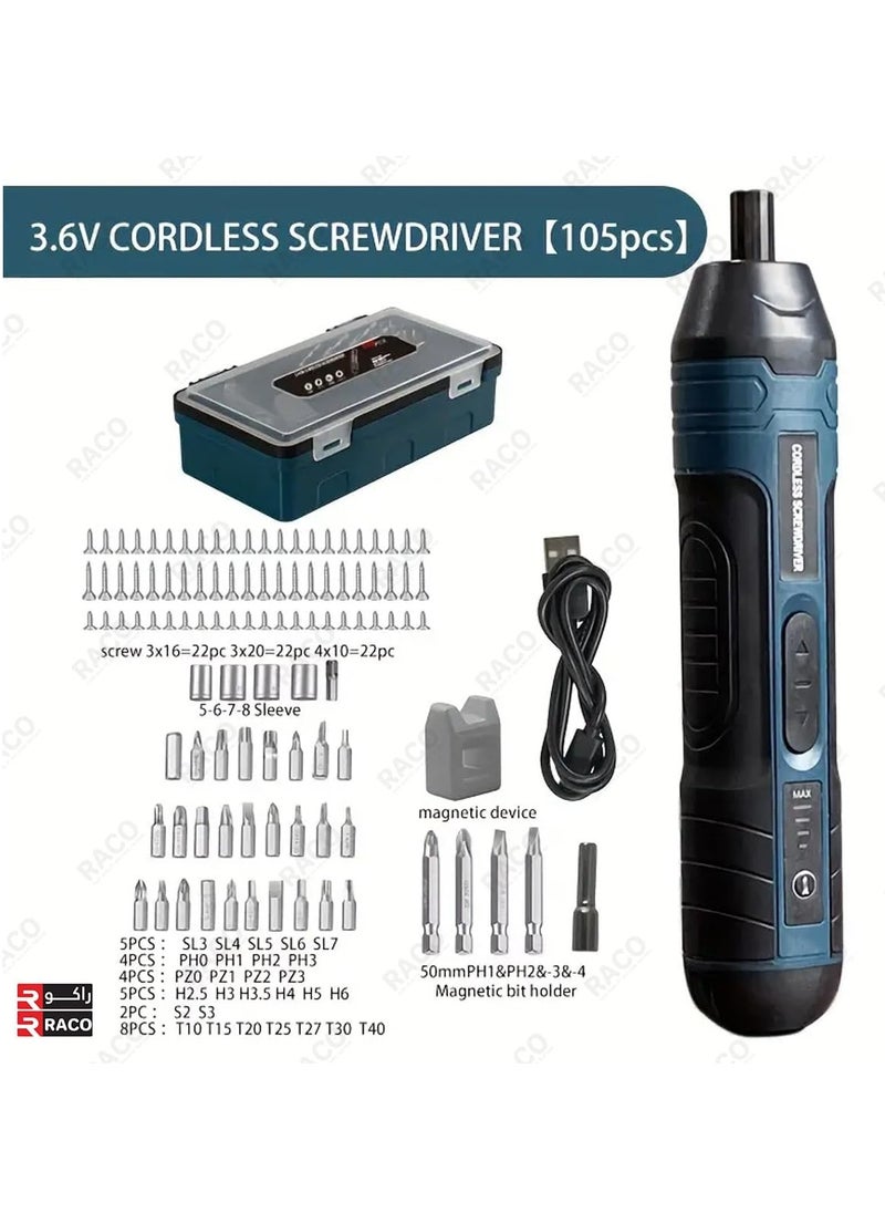 RACO RACO Flexible Electric Screwdriver USB Rechargeable 3.6V 5Nm Power Screwdriver with LED Light and 38 Replacement Bits for Daily Household Chores Home Decoration  - Image 4