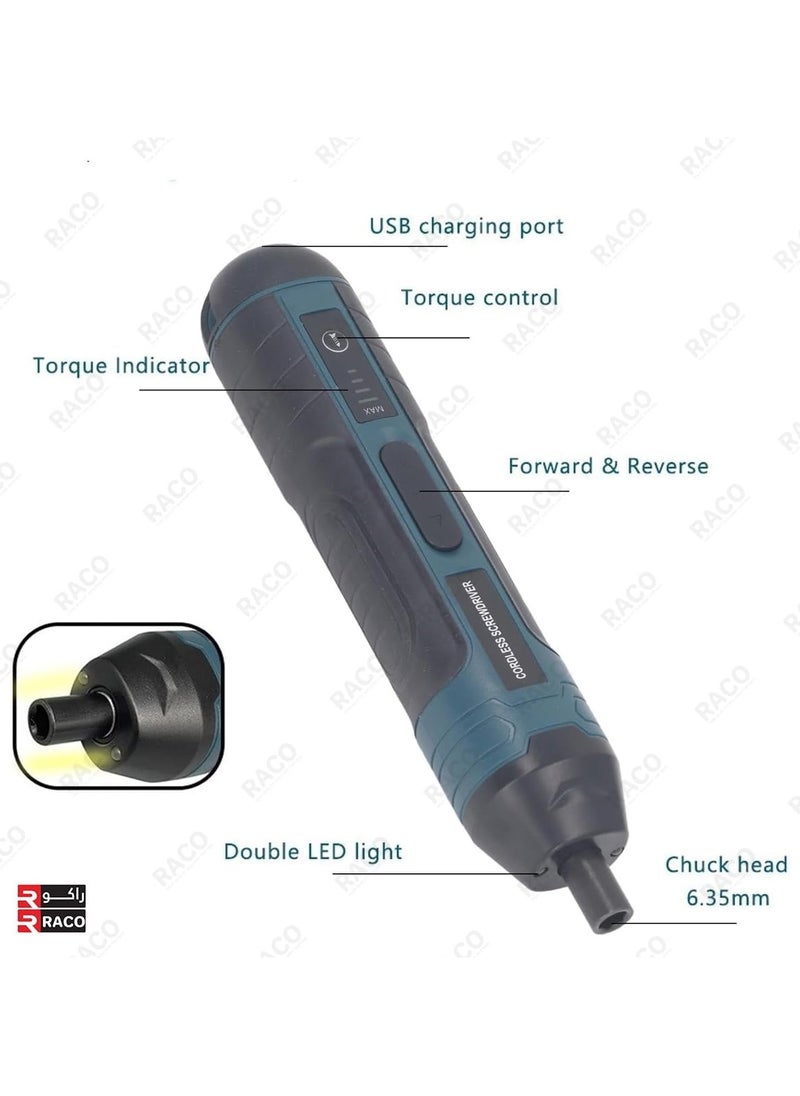 RACO RACO Flexible Electric Screwdriver USB Rechargeable 3.6V 5Nm Power Screwdriver with LED Light and 38 Replacement Bits for Daily Household Chores Home Decoration  - Image 2