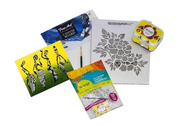 Fevicryl All in One Canvas Kit with 1 Canvas, 1 Brush, 1 Acrylic Colour Kit, Stencils | DIY Art & Craft Kit | Ideal Painting Gift Set for Artists, Students, Hobbyists - Image 5