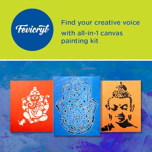 Fevicryl All in One Canvas Kit with 1 Canvas, 1 Brush, 1 Acrylic Colour Kit, Stencils | DIY Art & Craft Kit | Ideal Painting Gift Set for Artists, Students, Hobbyists - Image 3