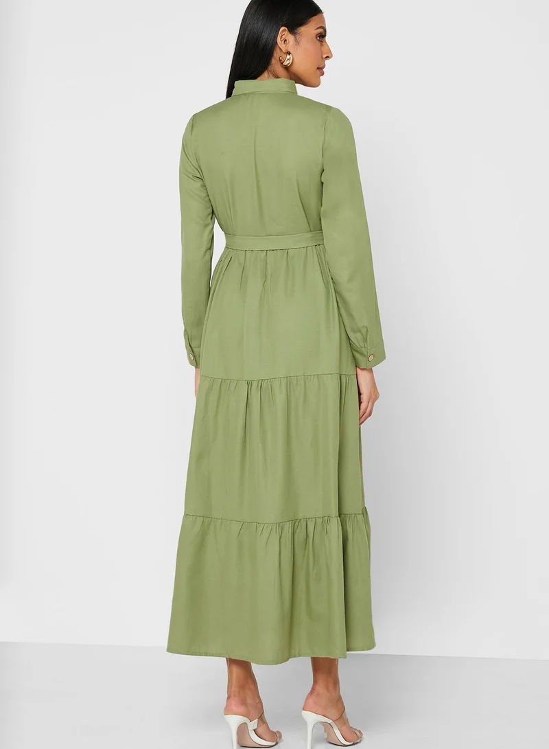 Por La Cara By Modanisa Button Down Belted Dress