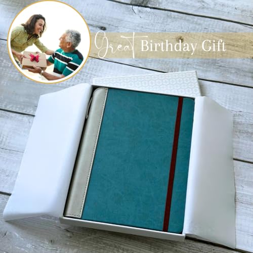 SETTINI® Lined Journal - Sleek Teal Journal for Writing Gift Set - Hardcover Vegan Leather, Includes Luxury Pen in a Unique Pen Holder, 192 Pages, 6 x 8.5 inches, Christmas Gifts - Image 2