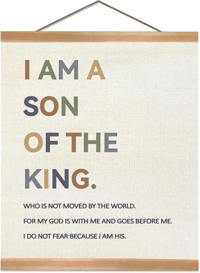 ZTGDA I Am a Son of The King Wall Art, Christian Religious Bible Verse Wall Hanging for Nursery, Kids Room, Boys Room, Boys Bedroom, Playroom, Classroom Poster Decor (12x16 Inch I am a son) - Image 1