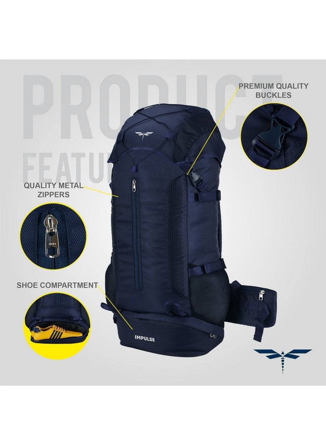 Impulse Impulse Rucksack Bags 65 Litres Travel Bag For Men Tourist Bag For Travel Standard Backpack For Hiking Trekking Bag For Men Camping Dual Color Bag With 1 Year Warranty, Navy Blue - Image 3